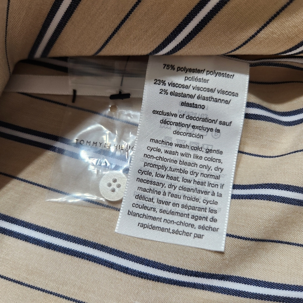 Tommy Hilfiger Tan and Blue Striped Sleeveless Shirt - Picture 7 of 8